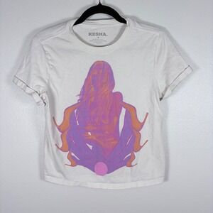 Kesha‎ Rainbow Tour Concert T-Shirt White Graphic Tour Dates Womens Small S